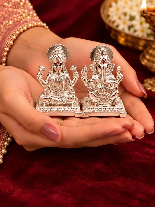 999_Pure_Silver_Lakshmi_Ganesh_Idol_Pair