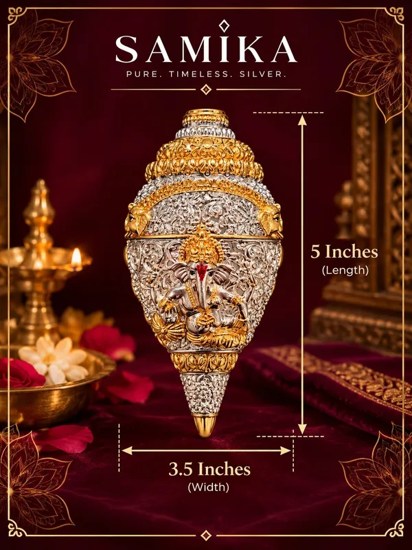 999_Silver_Lord_Ganesha_Decorative_Shankh_with_24K_Gold_Tone_Finish