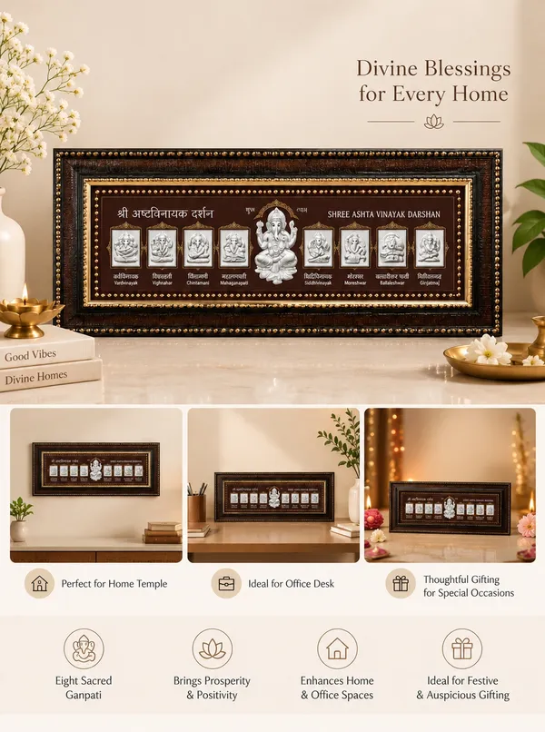999_Silver_Shri_Ashta_Vinayak_Darshan_Wall_Frame