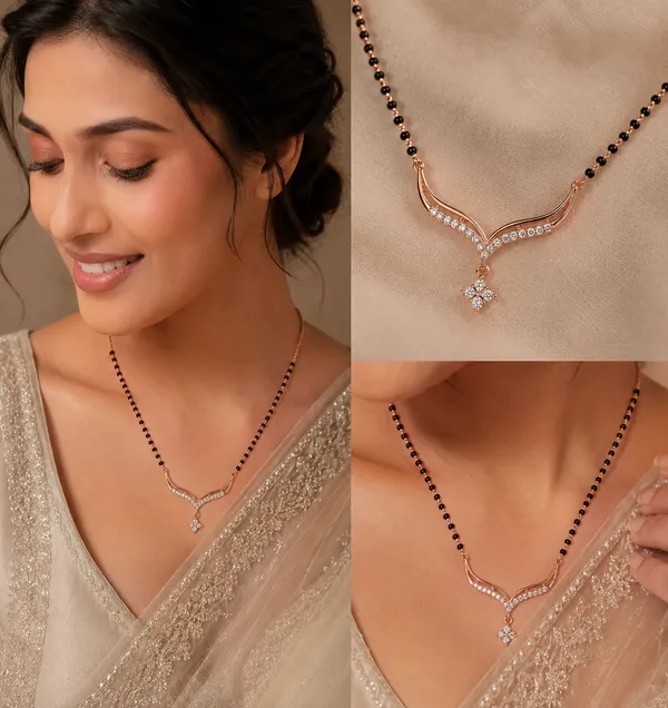 925_Sterling_Silver_Rose_Gold_Plated_Celestial_V-Curve_Mangalsutra
