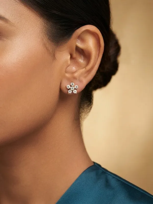 925_Sterling_Silver_22K_Gold_Plated_6-Stone_Flower_Stud_Earrings