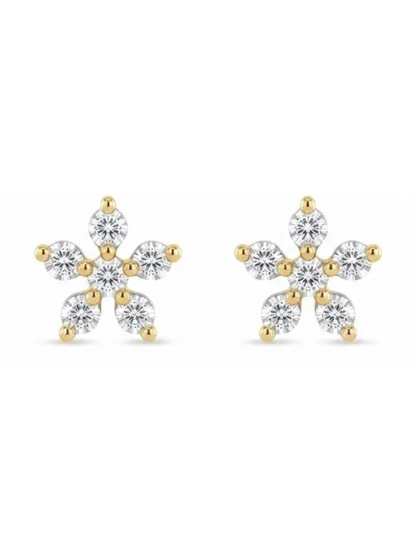 925_Sterling_Silver_22K_Gold_Plated_6-Stone_Flower_Stud_Earrings