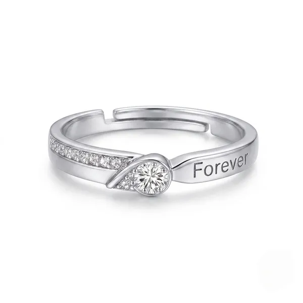 925_Sterling_Silver_Forever_Zircon_Adjustable_Ring