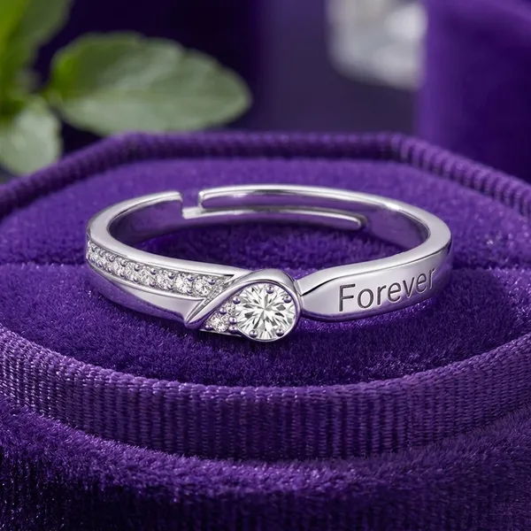925_Sterling_Silver_Forever_Zircon_Adjustable_Ring