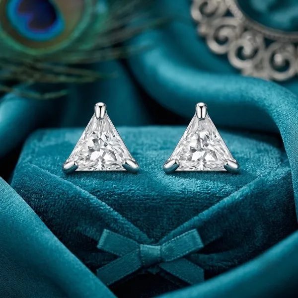 925_Sterling_Silver_Triangle_Cut_Men's_earrings_in_Pair