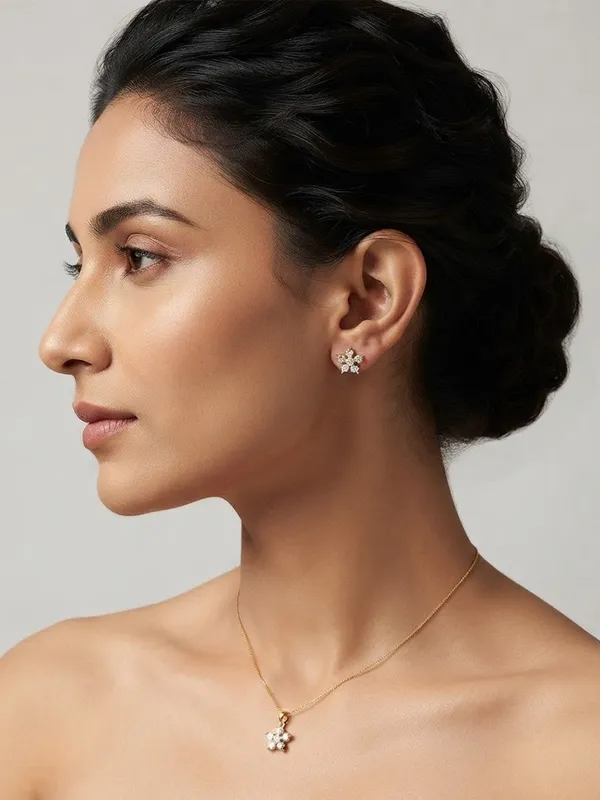 925_Sterling_Silver_22K_Gold_Plated_6-Stone_Flower_Pendant_Set_Without_Chain