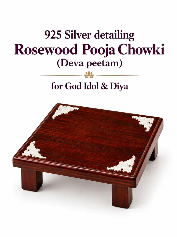 Rosewood_Pooja_Chowki_For_God_Idol_&_Diya_With_925_Silver_Corner_Work