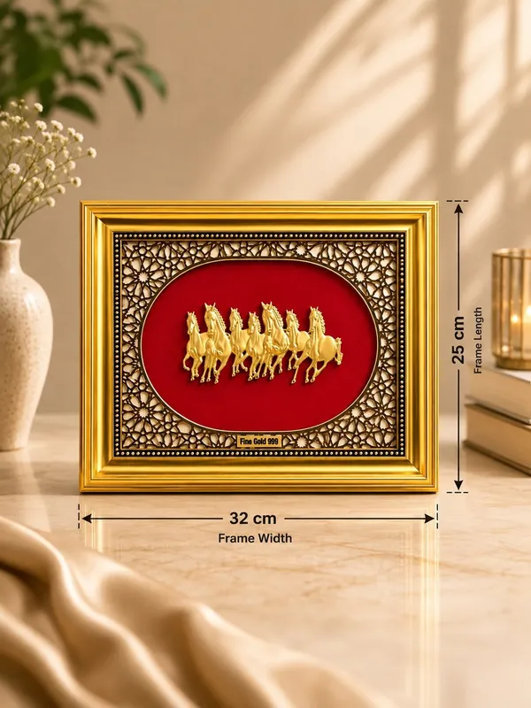 24K_Gold_Plated_7_Horses_Idol_With_Silver_Tortoise_Combo