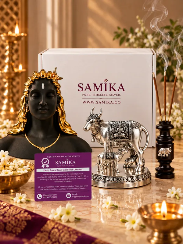 24K_Gold_Plated_Adiyogi_Shiva,_Gau_Ma_&_Incense_Stick_Holder_Combo