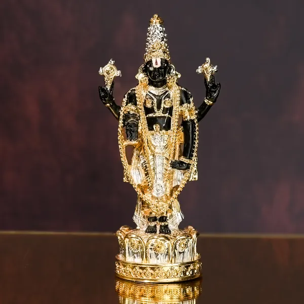 24K_Gold_Tirupati_Balaji_Idol,_Vishnu_Charan_&_Incense_Stick_Holder_Combo
