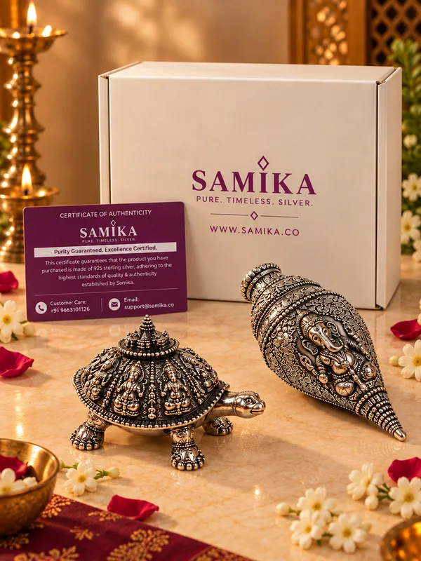 999_Silver_Sukh_Samriddhi_Tortoise_&_Silver_Shankh_Combo