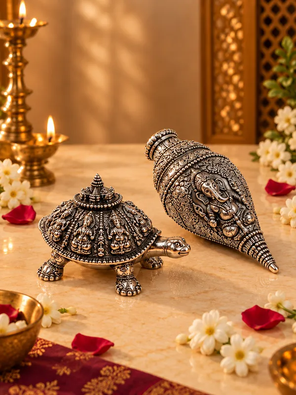 999_Silver_Sukh_Samriddhi_Tortoise_&_Silver_Shankh_Combo