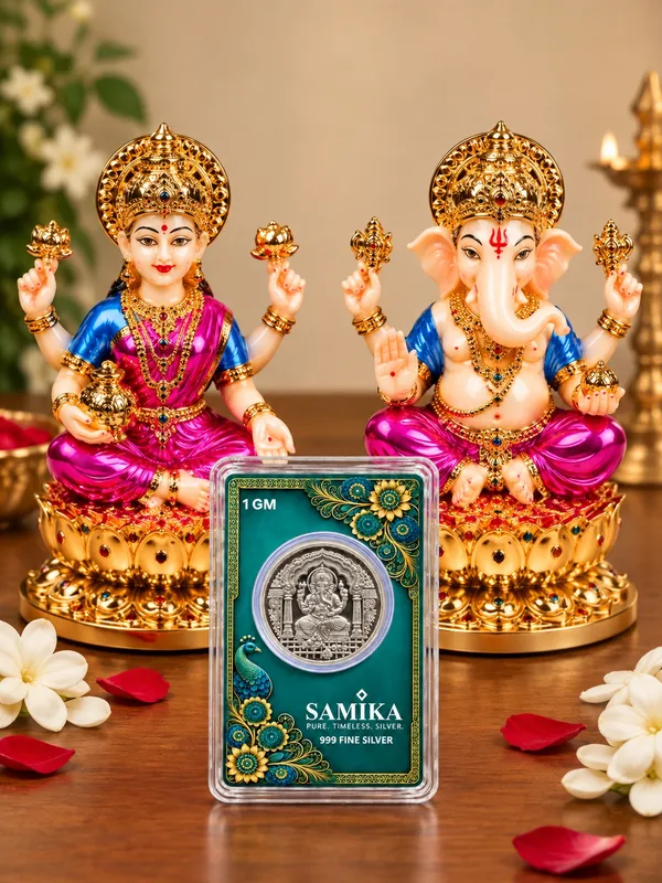 24K_Gold_Plated_Non-Breakable_Lakshmi_Ganesh_Idol_with_1g_Ganesh_Ji_Silver_Coin_Combo
