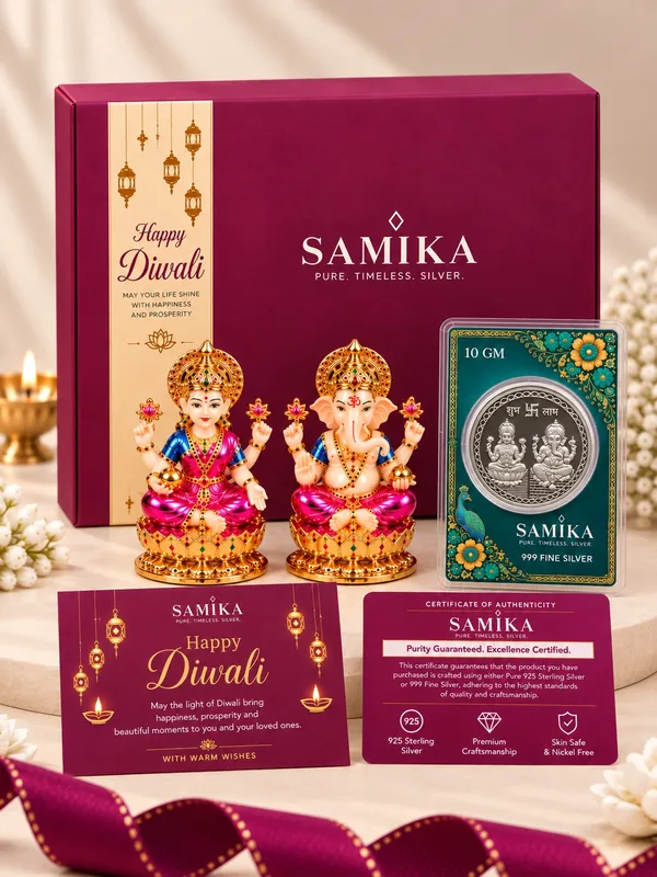 24K_Gold_Plated_Non-Breakable_Lakshmi_Ganesh_Idol_with_10g_Lakshmi_&_Ganesh_Silver_Coin_Combo