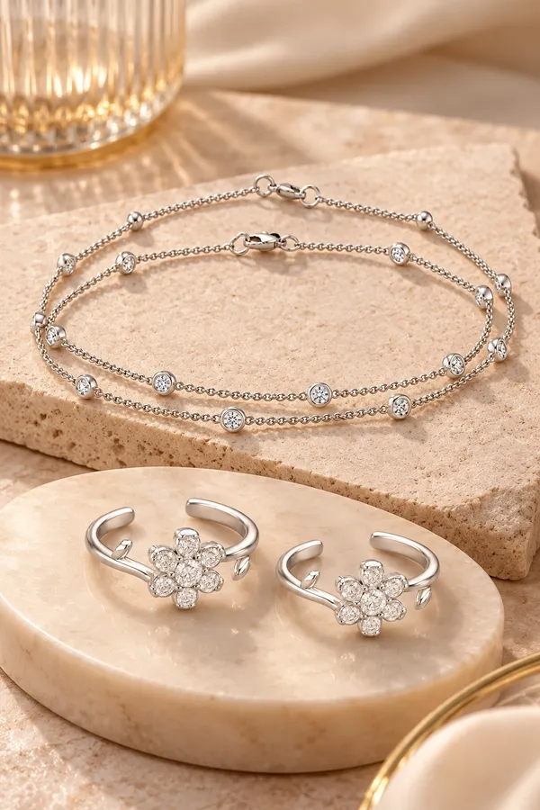 925_Sterling_Silver_Samika_Anklet_and_Toe_Ring_Set_for_Special_Occasions