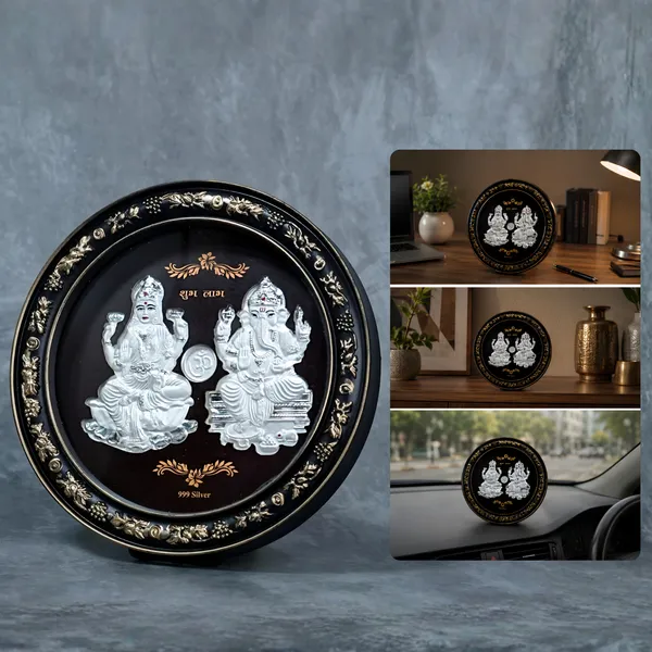 Shubh_Labh_Lakshmi_Ganesha_999_Silver_Premium_Oval_Frame