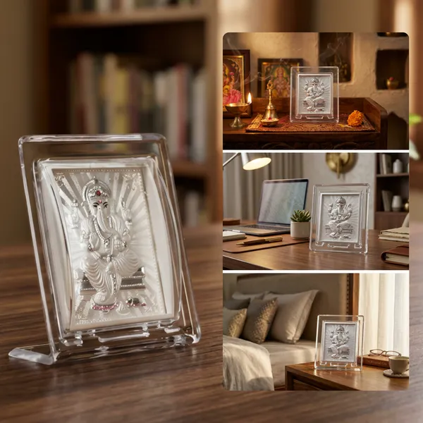 999_Silver_Ganesha_Frame_With_Om_Bell_Premium_Spiritual_Gift_Hamper_