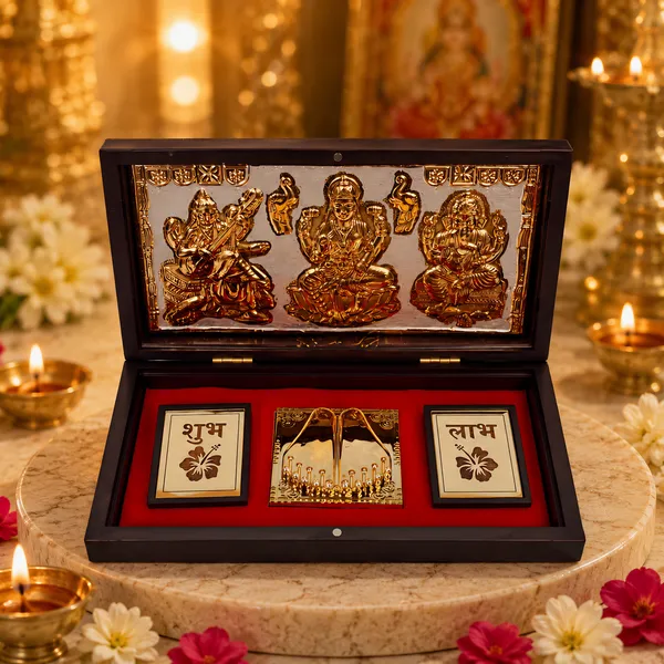 24K_Gold_Lakshmi_Ganesha_Saraswati_Charan_Paduka_Pooja_Box