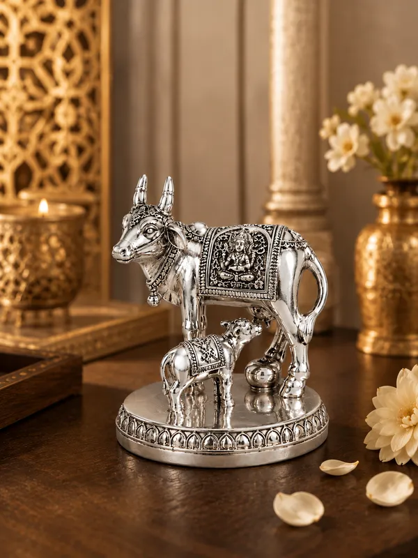 999_Silver_Gau_Mata_Cow_&_Calf_Idol