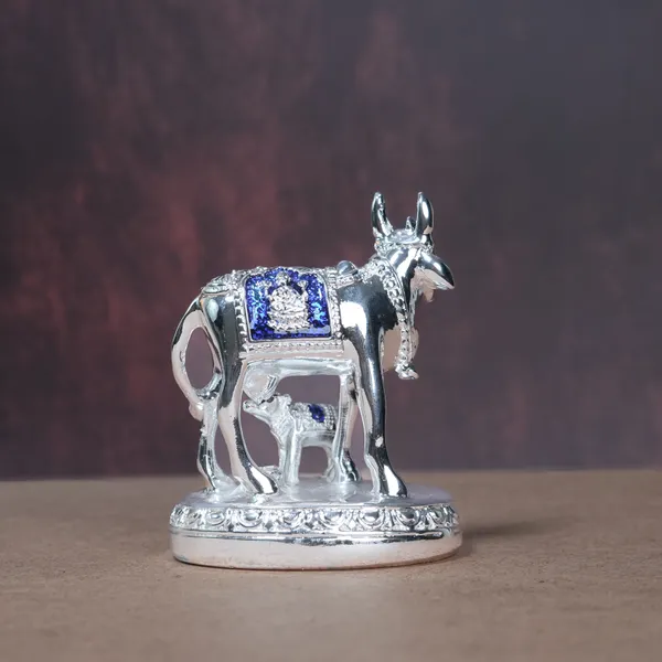 999_Silver_Divya_Kamadhenu_Cow_and_Calf_Figurine