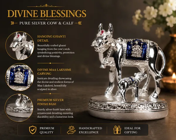 999_Silver_Divya_Kamadhenu_Cow_and_Calf_Figurine