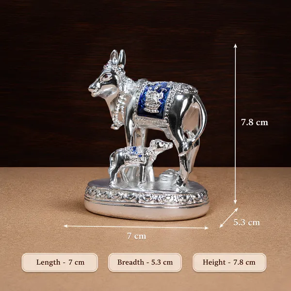 999_Silver_Divya_Kamadhenu_Cow_and_Calf_Figurine