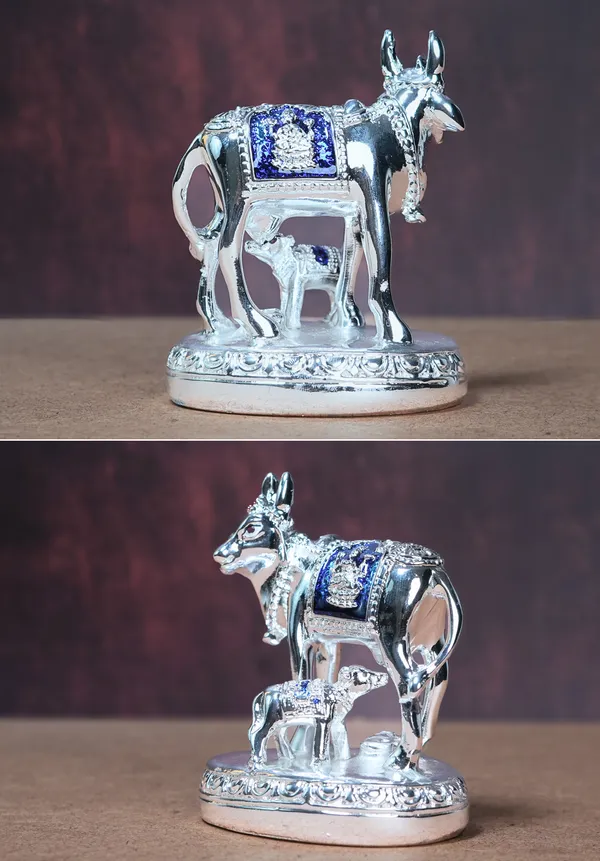 999_Silver_Divya_Kamadhenu_Cow_and_Calf_Figurine