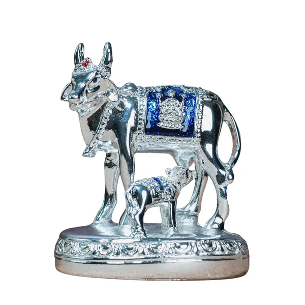 999_Silver_Divya_Kamadhenu_Cow_and_Calf_Figurine