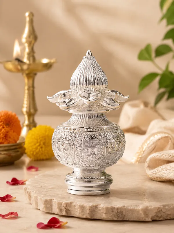 999_Silver_Divine_Swastik_Kalash_Decorative_Figurine