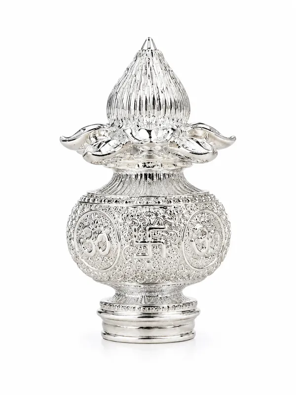 999_Silver_Divine_Swastik_Kalash_Decorative_Figurine
