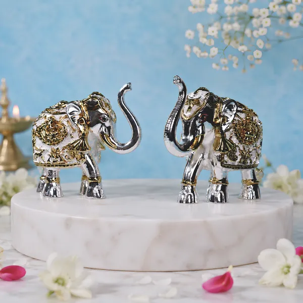 999_Silver_Royal_Silver_Elephant_Pair_Decorative_Figurines