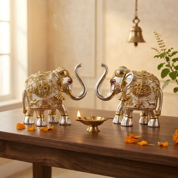 999_Silver_Royal_Silver_Elephant_Pair_Decorative_Figurines