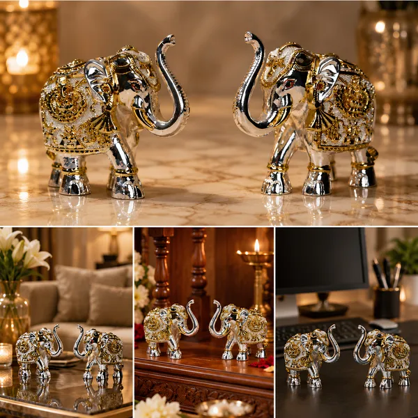 999_Silver_Royal_Silver_Elephant_Pair_Decorative_Figurines