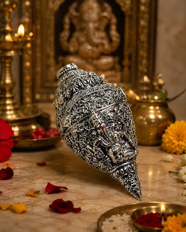999_Silver_Divya_Sacred_Shankh_Conch_Decorative_Idol