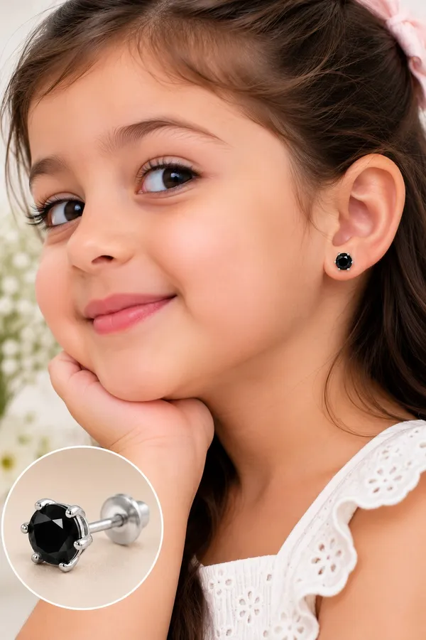 925_Sterling_Silver_Black_Stone_Kids_Earrings