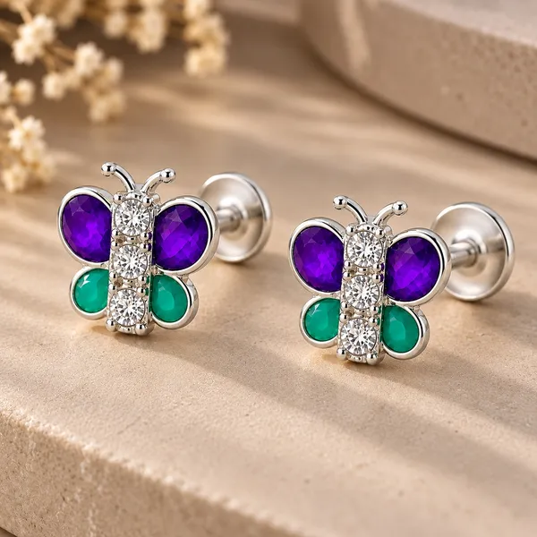 925_Sterling_Silver_Butterfly_Dual_Shade_Kids_Earrings