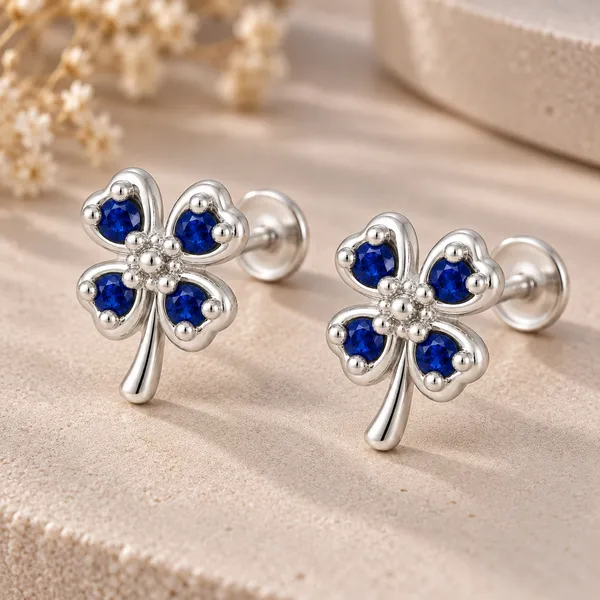 925_Sterling_Silver_Four_Leaf_Clover_Kids_Earrings