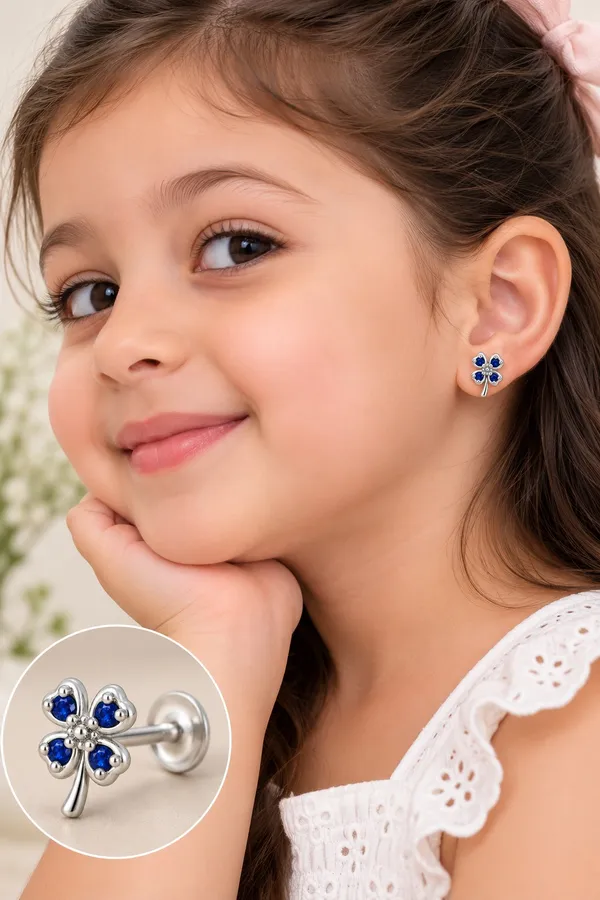 925_Sterling_Silver_Four_Leaf_Clover_Kids_Earrings