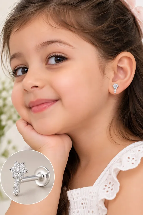 925_Sterling_Silver_White_Stone_Bloom_Drop_Kids_Earrings