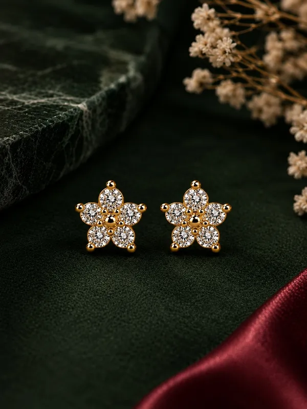 Sridevi_Kids_Earrings_�_925_Sterling_Silver_With_22K_Gold_Plated_Five_Petal_Floral_Stud_Earrings