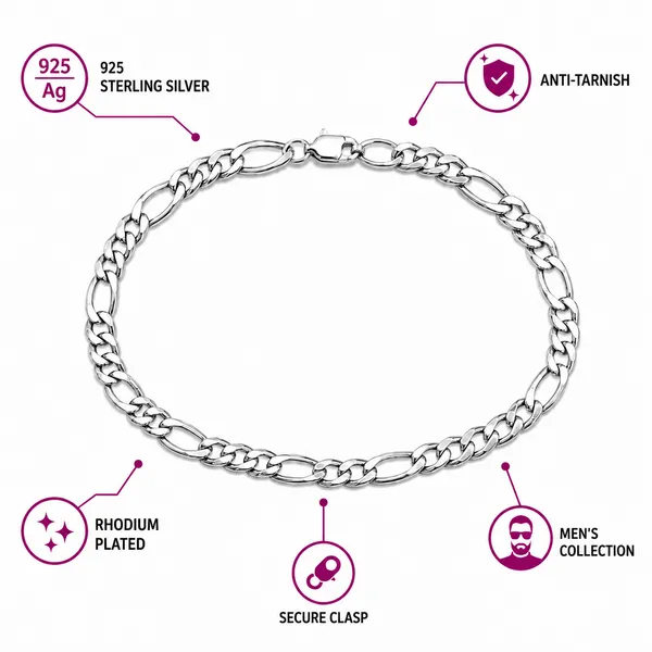 925_Sterling_Silver_Paperclip_Men’s_Bracelet