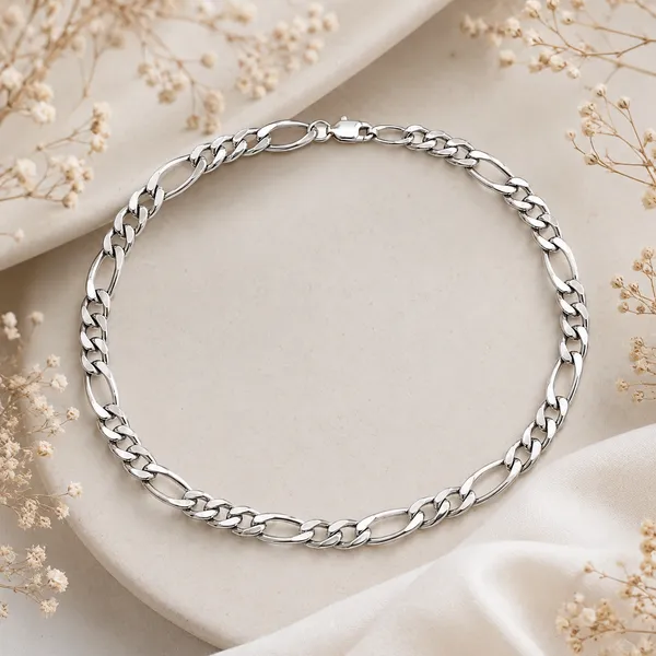 925_Sterling_Silver_Figaro_Men’s_Bracelet