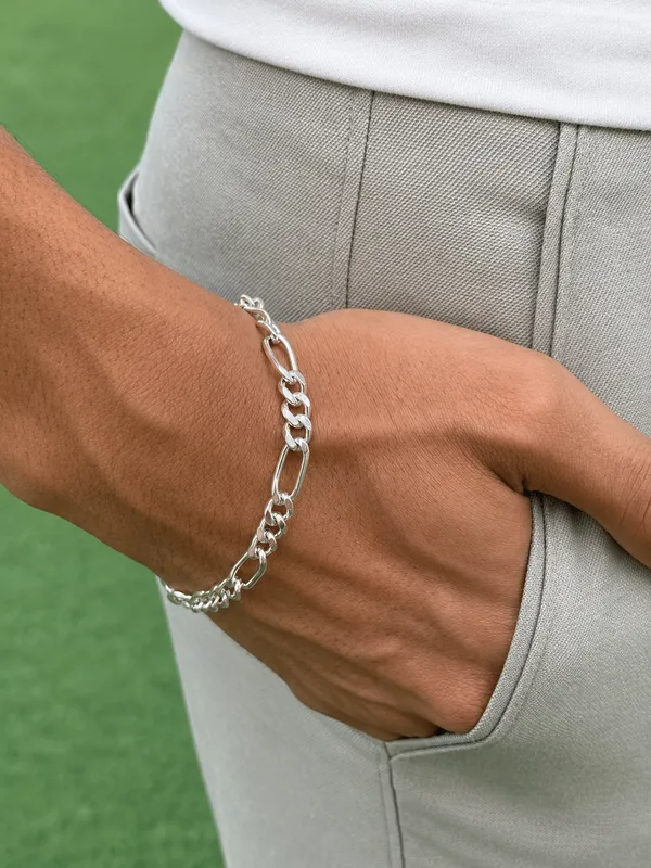 925_Sterling_Silver_Figaro_Men’s_Bracelet