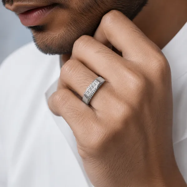 925_Sterling_Silver_CZ_Bar_Adjustable_Ring_Men's_Ring