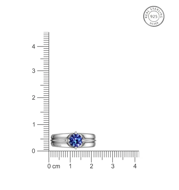 925_Sterling_Silver_Blue_Sapphire_Solitaire_Adjustable_Ring_Men's_Ring