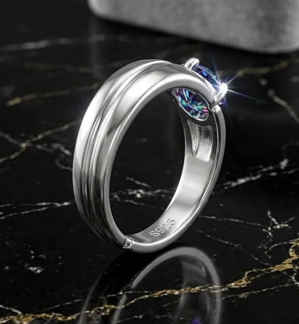 925_Sterling_Silver_Blue_Sapphire_Solitaire_Adjustable_Ring_Men's_Ring