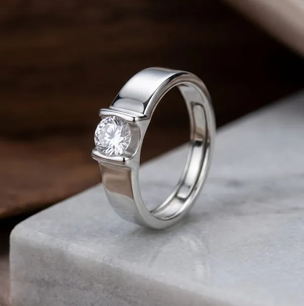 925_Sterling_Silver_Round_Solitaire_Men's_Ring