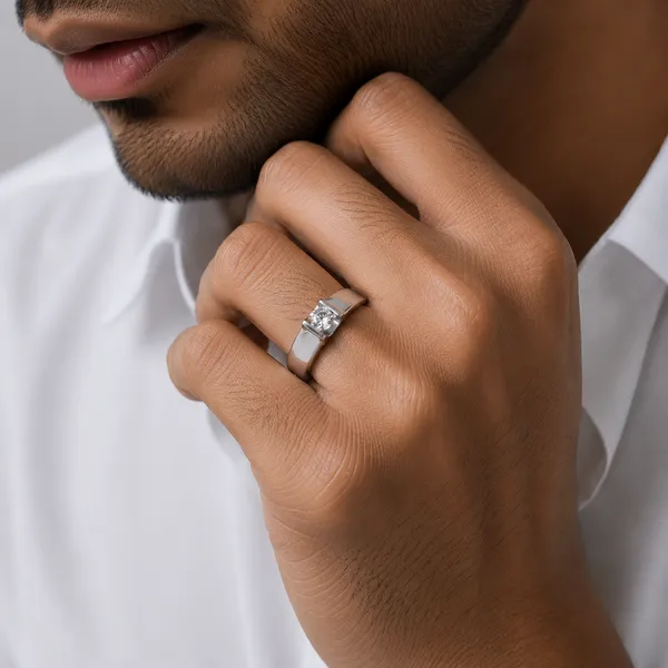 925_Sterling_Silver_Round_Solitaire_Men's_Ring