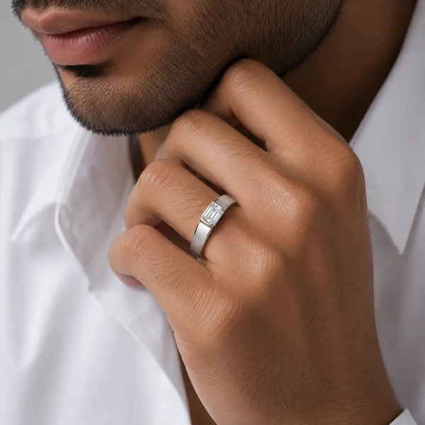 925_Sterling_Silver_Emerald_Cut_Solitaire_Men's_Ring
