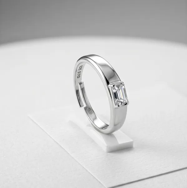 925_Sterling_Silver_Emerald_Cut_Solitaire_Men's_Ring